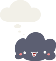 nuage de dessin animé mignon et bulle de pensée dans un style rétro png