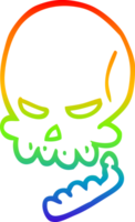 rainbow gradient line drawing cartoon halloween skull png