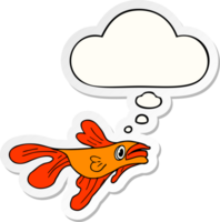 cartoon fighting fish and thought bubble as a printed sticker png