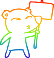 dibujo de línea de gradiente de arco iris oso polar de dibujos animados con cartel png
