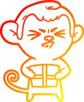 desenho de linha de gradiente quente desenho animado macaco com raiva png