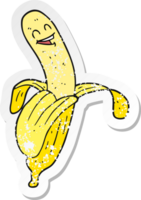 retro distressed sticker of a cartoon banana png