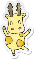 distressed sticker of a cute cartoon giraffe png