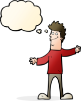 cartoon happy man with thought bubble png
