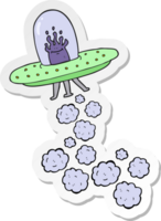 sticker of a cartoon flying saucer png