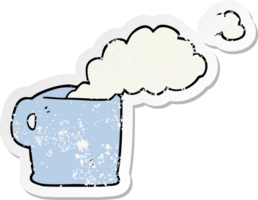 distressed sticker of a cartoon hot coffee png