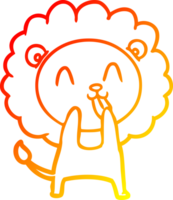 warm gradient line drawing happy cartoon lion png