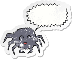 adesivo retrô angustiado de uma aranha de desenho animado png