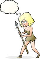 cartoon cave girl with thought bubble png