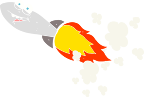 plano color ilustración de un dibujos animados misil png