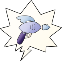 cartoon ray gun and speech bubble in smooth gradient style png