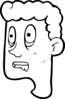 black and white cartoon staring man drooling png