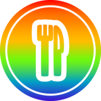 knife and fork circular in rainbow spectrum png