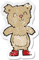 autocollant rétro en détresse d'un ours en peluche de dessin animé png