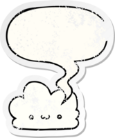 nuage de dessin animé mignon et autocollant en détresse bulle png