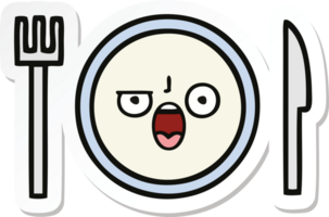 sticker of a cute cartoon dinner plate png