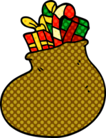 cartoon doodle bag of christmas presents png