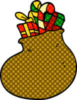 caricatura, garabato, bolsa, de, regalos de navidad png