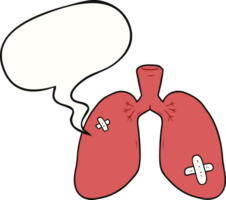 cartoon repaired lungs and speech bubble png