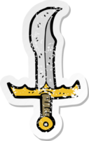 retro distressed sticker of a cartoon sword png