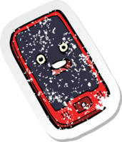 retro distressed sticker of a cartoon mobile phone png