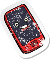 pegatina retro angustiada de un teléfono móvil de dibujos animados png