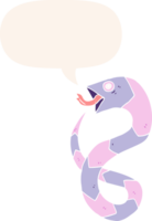 hissing cartoon snake and speech bubble in retro style png