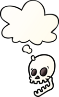 laughing skull cartoon and thought bubble in smooth gradient style png