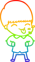 regnbågsgradient linjeteckning tecknad pojke sticker ut tungan png