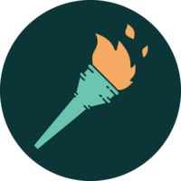 tattoo style icon of a lit torch png