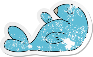 distressed sticker of a quirky hand drawn cartoon seal png