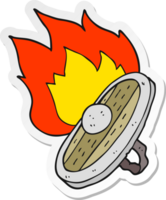 sticker of a cartoon shield burning png