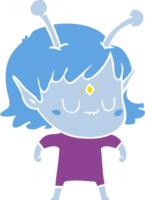 flat color style cartoon alien girl png