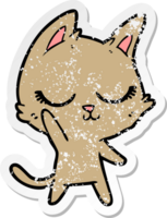 adesivo angustiado de um gato de desenho animado calmo png