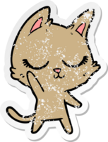 distressed sticker of a calm cartoon cat png