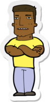 sticker of a cartoon tough guy with folded arms png