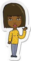 sticker of a cartoon woman waving png