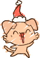 dibujo de tiza de perro de navidad png