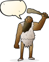 cartone animato neandertaliano con discorso bolla png