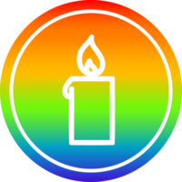 burning candle circular in rainbow spectrum png