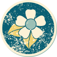 distressed sticker tattoo style icon of a flower png