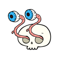 gross comic book style cartoon eyeball skull png