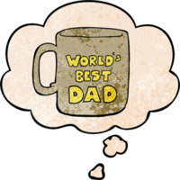 worlds best dad mug and thought bubble in grunge texture pattern style png