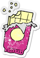 distressed sticker cartoon doodle of a bar of chocolate png
