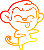 linha de gradiente quente desenhando macaco de desenho animado engraçado apontando png
