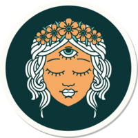 tattoo style sticker of female face png