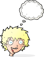 cartoon crazy excited woman with thought bubble png