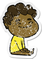 distressed sticker of a cartoon friendly man png