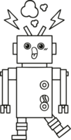 line drawing cartoon robot malfunction png