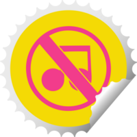 circular peeling sticker cartoon no music sign png